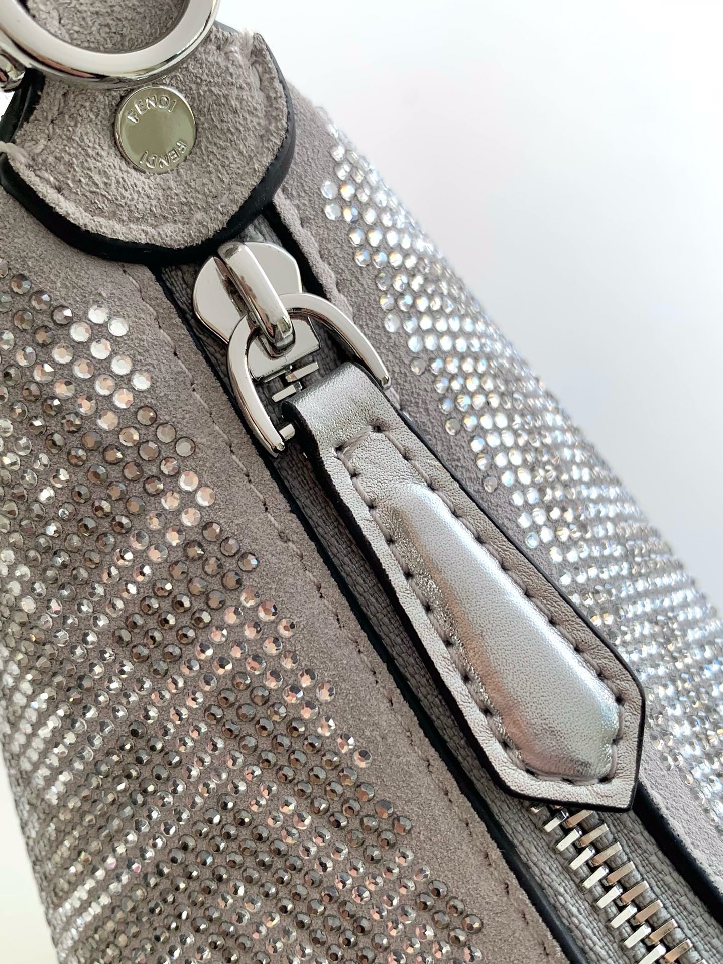 Fendi - Fendigraphy Mini Shoulder Bag Silver leather with crystal